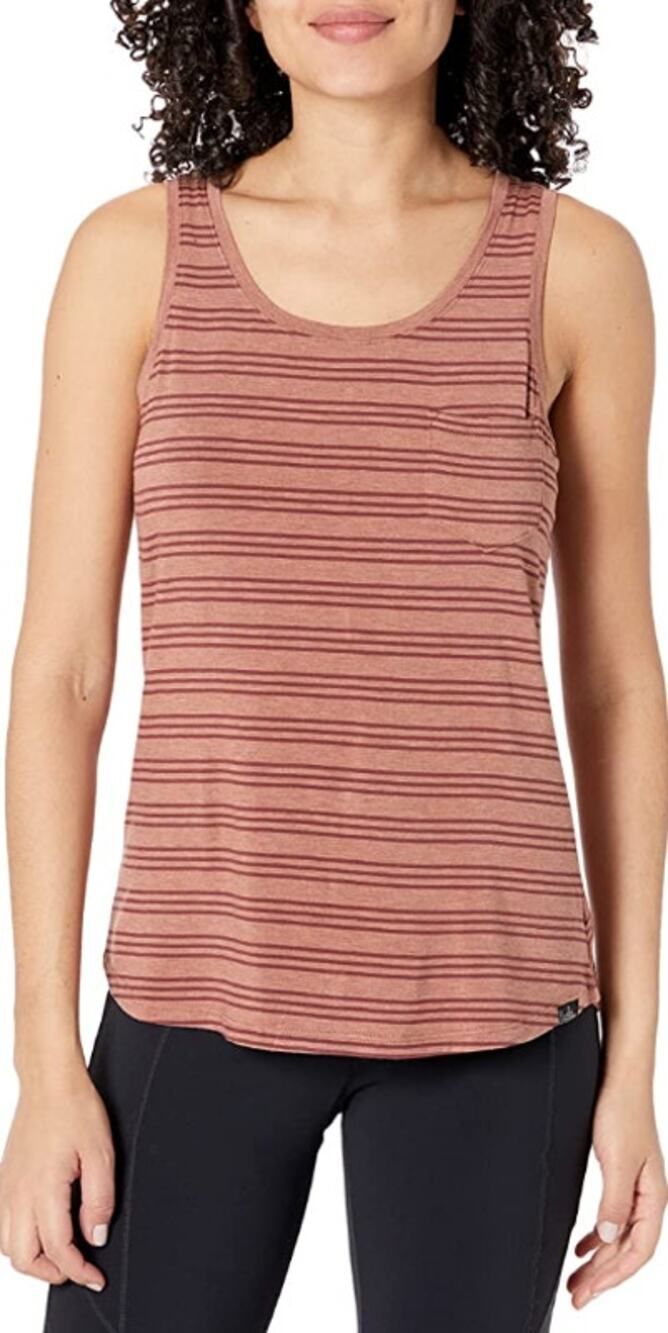 prAna Womens Foundation Tank Top XS Orange Red Scoop Neck Stripe NWT